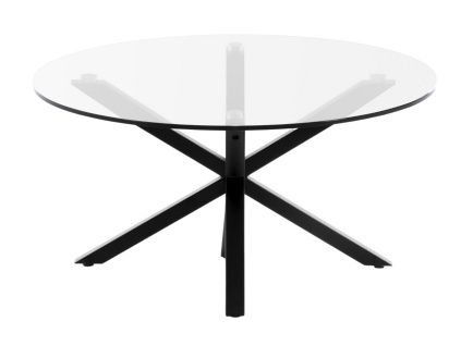 Skleněný konferenční stolek Kave Home Argo 82 cm s černou kovovou podnoží