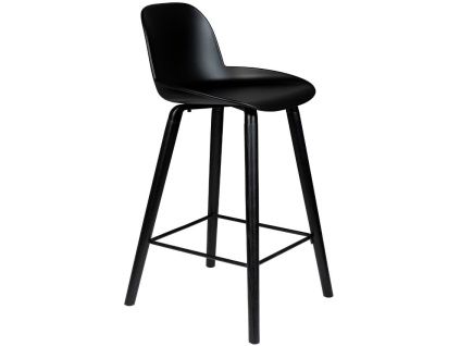 Černá plastová barová židle ZUIVER ALBERT KUIP ALL BLACK 66 cm