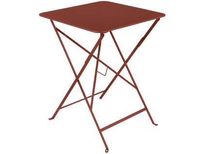 Zemitě červený kovový skládací stůl Fermob Bistro 57 x 57 cm