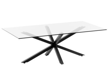Skleněný konferenční stolek Kave Home Argo 130 x 70 cm s černou kovovou podnoží