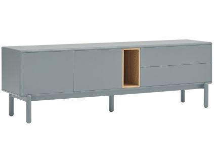 Modrošedý lakovaný TV stolek Teulat Corvo 180 x 40 cm