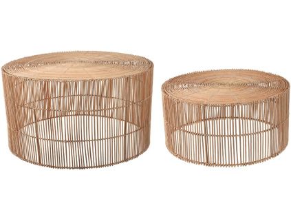 Set dvou ratanových konferenčních stolků Kave Home Elmima 66/55 cm