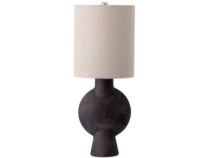Hnědá terakotová stolní lampa se lněným stínidlem Bloomingville Sergio