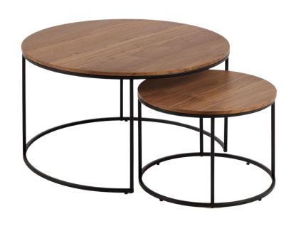 Set dvou ořechových konferenčních stolků Kave Home Yoana 50/80 cm