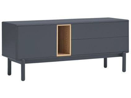 Antracitově šedý lakovaný TV stolek Teulat Corvo 140 x 40 cm