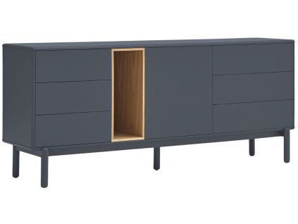 Antracitově šedá lakovaná komoda Teulat Corvo 180 x 40 cm