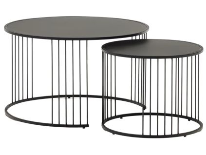 Set dvou černých skleněných konferenčních stolků Kave Home Hadar 45/75 cm