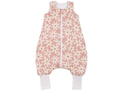 Růžový bavlněný spací pytel s nohavicemi Blush Daisies 86 cm