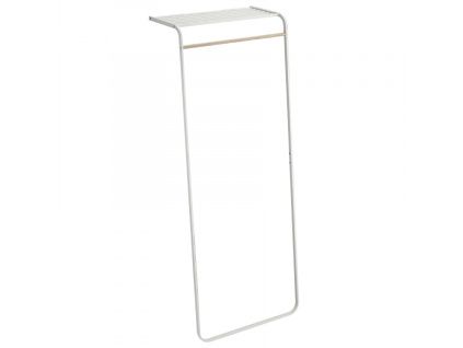 Bílý kovový stojací věšák s policí Yamazaki Tower II. 160 cm