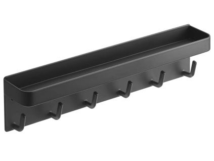 Černý kovový nástěnný věšák na klíče Yamazaki Smart 6 x 24,5 cm s policí