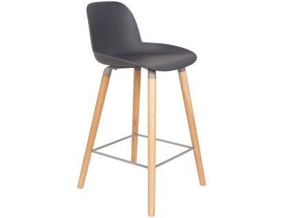 Tmavě šedá plastová barová židle ZUIVER ALBERT KUIP 65cm