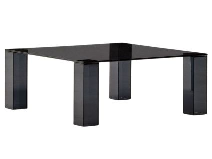 Tmavě šedý skleněný konferenční stolek Kave Home Adularia 85 x 85 cm