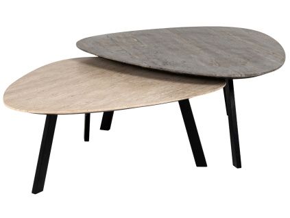 Set kamenných konferenčních stolků Spencer 95x85 / 87x78 cm