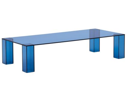 Modrý skleněný konferenční stolek Kave Home Adularia 140 x 60 cm