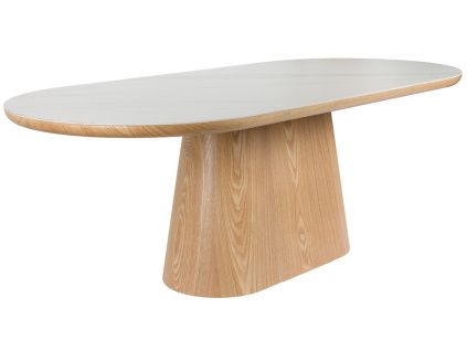 Dubový jídelní stůl WLL ALMIRA 200 x 90 cm s mramorovým dekorem