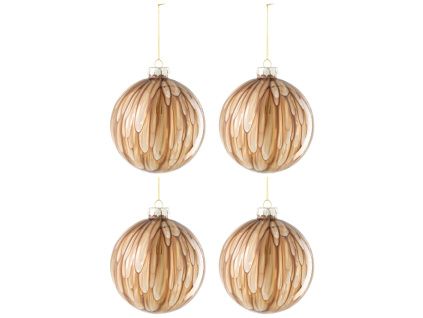 Set čtyř zlatohnědých skleněných vánočních ozdob J-line Kish 12 cm