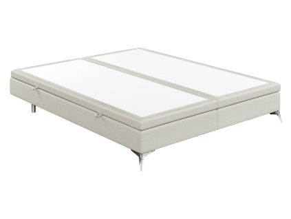 Světle béžová čalouněná dvoulůžková postel FIR 160 x 200 cm s úložným prostorem