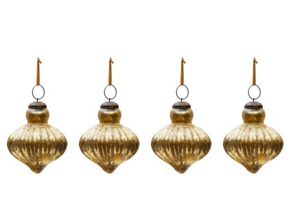 Set čtyř zlatých skleněných vánočních ozdob Kave Home Raj 8 cm