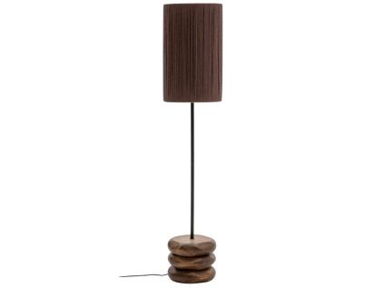 Tmavá dřevěná stojací lampa Kave Home Kor 145,5 cm