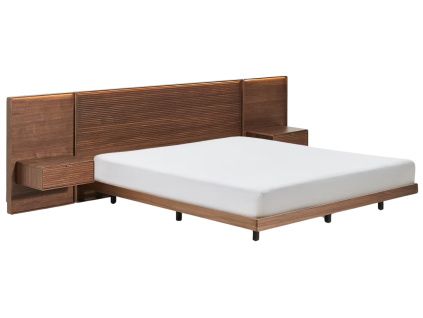 Ořechová postel Kave Home Norlen 180 x 200 cm s nočními stolky