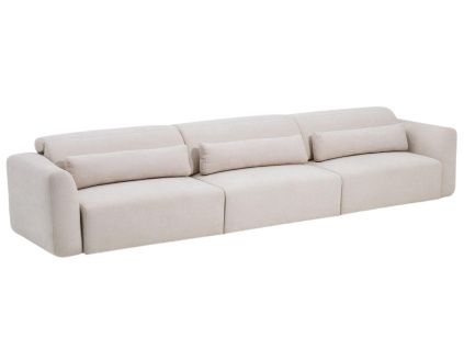 Béžová šestimístná pohovka Kave Home Lares 410 cm s elektrickým posuvem