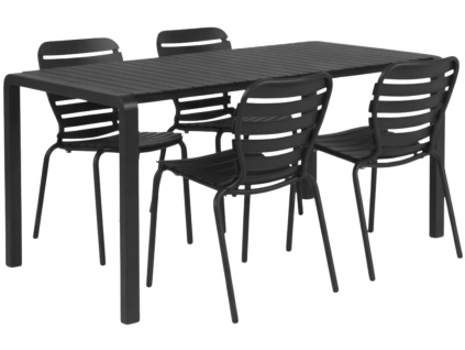 Černý zahradní set čtyř židlí a stolu VONDEL