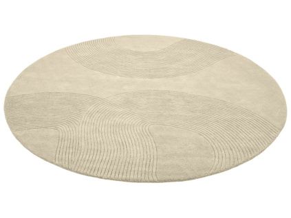 Krémově bílý vlněný kulatý koberec Zen 250 cm