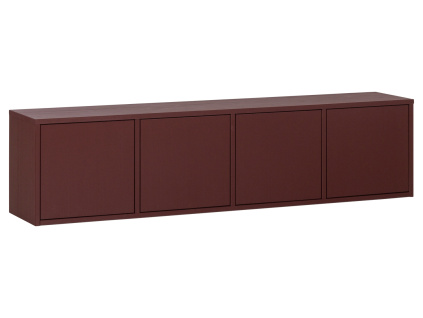 Červený dřevěný TV stolek Merel 198 x 39 cm