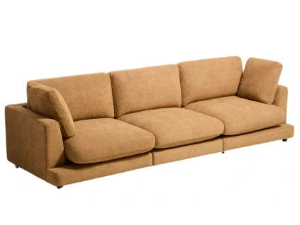 Žlutá čtyřmístná bouclé pohovka Kave Home Gala 300 cm