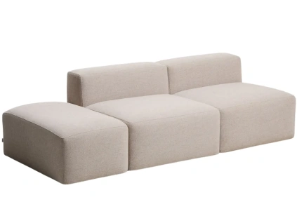 Béžová trojmístná pohovka Kave Home Blok 240 cm s pufem