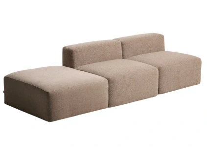 Hnědá trojmístná pohovka Kave Home Blok 270 cm s pufem