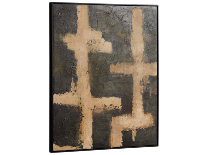 Béžovo-zelený abstraktní obraz Kave Home Emeri 100 x 80 cm