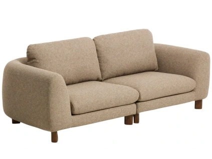 Hnědá třímístná pohovka Kave Home Vera 230 cm s ořechovou podnoží
