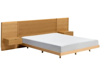 Dubová postel Kave Home Norlen 160 x 200 cm s nočními stolky