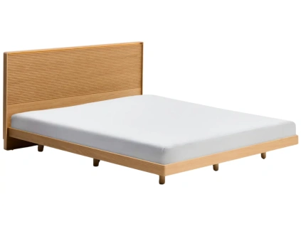 Dubová postel Kave Home Norlen 160 x 200 cm s čelem