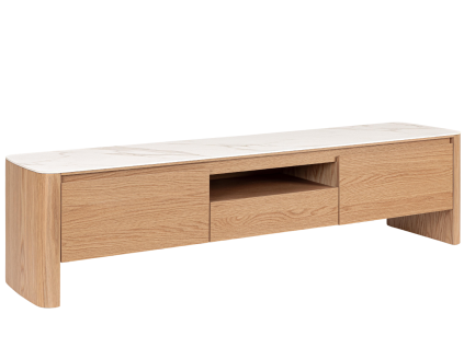 Dubový tv stolek Bizzotto Gavriel 180 x 42 cm s keramickou deskou