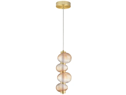 Zlaté skleněné závěsné LED světlo Nova Luce Leda 16 cm