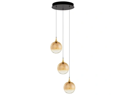 Zlaté skleněné závěsné LED světlo Nova Luce Orenda 35 cm