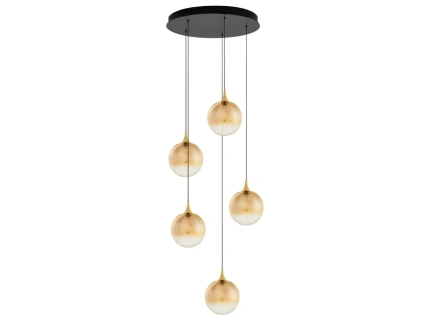 Zlaté skleněné závěsné LED světlo Nova Luce Orenda 50 cm