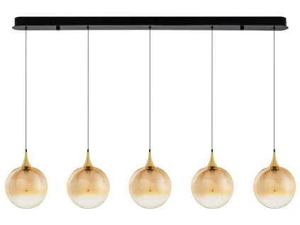 Zlaté skleněné závěsné LED světlo Nova Luce Orenda 115 cm