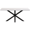 Bílý jídelní stůl Kave Home Argo 180 x 100 cm s černou kovovou podnoží