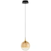 Zlaté skleněné závěsné LED světlo Nova Luce Orenda 16 cm